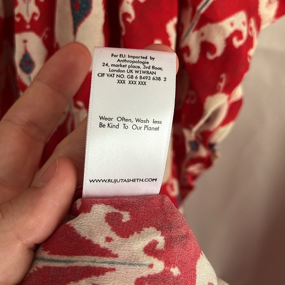 NWT Rujuta Sheth Anthropologie One Size Kaftan Dress Red Pattern - Picture 4 of 8